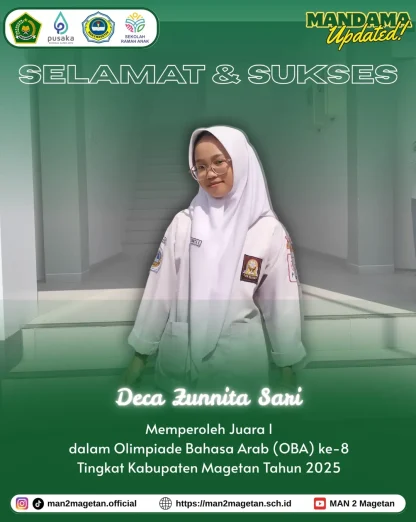 Selamat dan Sukses atas prestasi yang diraih dalam Olimpiade Bahasa Arab (OBA) ke-8 Tingkat Kab