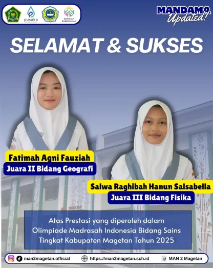 Selamat dan Sukses kepada Ananda Fatimah Agni Fauziah meraih juara II bidang Geografi dan Anand